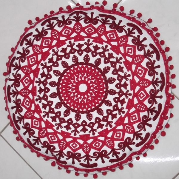 Coussin rond broderie
